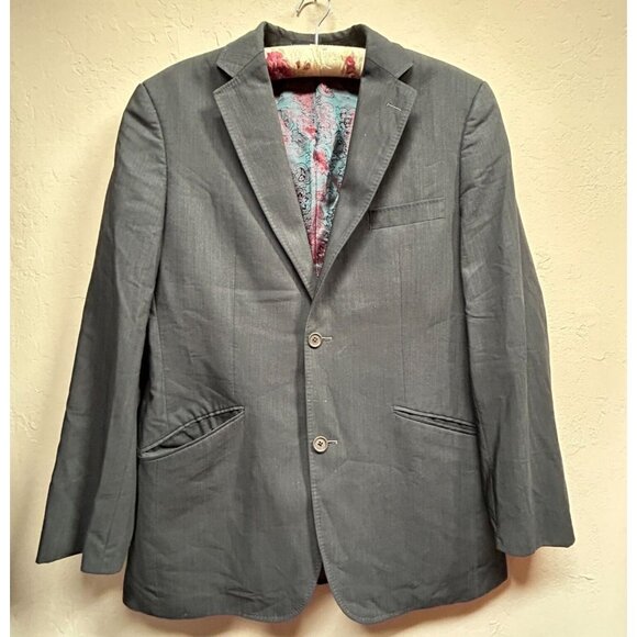 Ted Baker Endurance Mens Two-Button Wool Blazer Jacket Size 40R Gray Long Sleeve - Picture 1 of 13